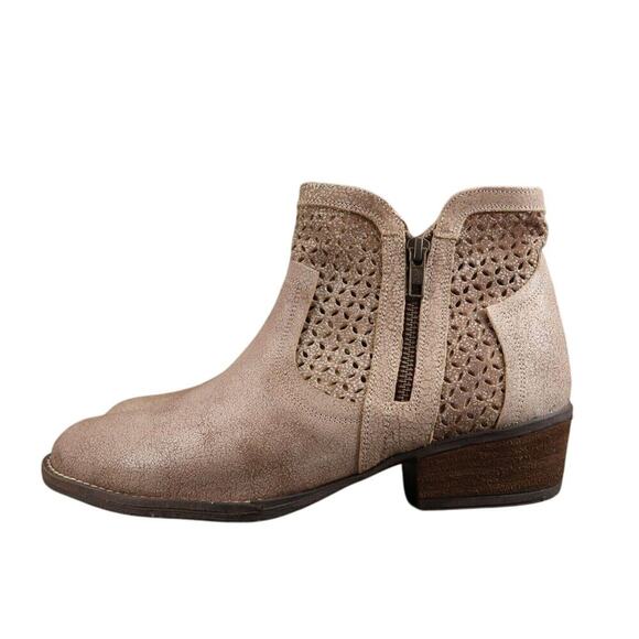 Corkys Shoes Womens 10 Booties Fashion Leather Double Zip Perforated Block Heel - Picture 5 of 16